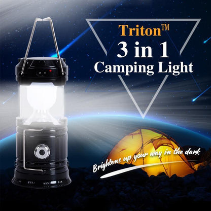 🔥 Lampa kempingowa LED 3 w 1 z realistycznym efektem płomienia i latarką