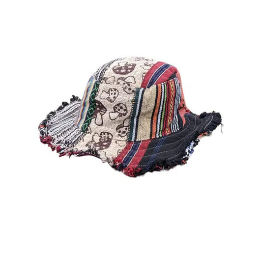 Kolorowa lniana czapka w stylu patchwork