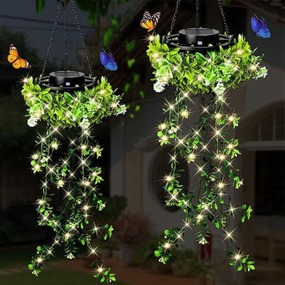☀️🌿 Wisząca lampa ogrodowa LED z panelem słonecznym – Czarująca atmosfera w ogrodzie, na tarasie i balkonie