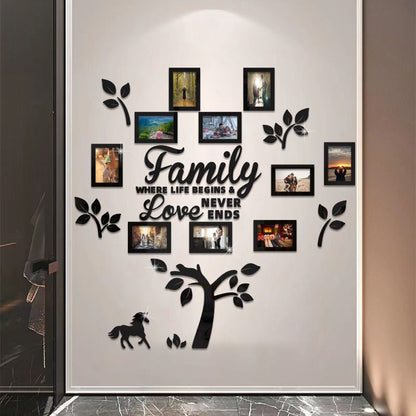 ✨ Naklejka ścienna z ramką na zdjęcie w kształcie drzewa genealogicznego 3D – nowoczesny styl, błyszcząca powierzchnia, samoprzylepna 🏡