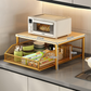 🧺✨ Dwupoziomowy Organizer na Kuchenkę Mikrofalową z Wysuwaną Szufladą – Oszczędność Miejsca w Kuchni 🏠🍽️