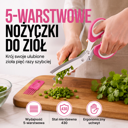 🌿 Nożyczki do ziół z 5 ostrzami – szybkie i precyzyjne siekanie w kuchni