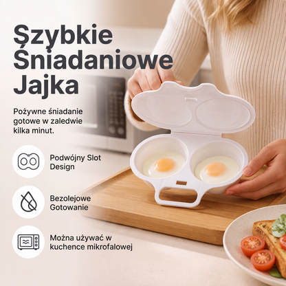 🥚 🍳 Dwukomorowy urządzenie do gotowania jajek w kuchence mikrofalowej — wykonane z tworzywa PP przeznaczonego do kontaktu z żywnością 🌿
