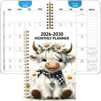 🗓️ Kalendarz 5-letni 2026–2030 z krową Highland – wygodne planowanie