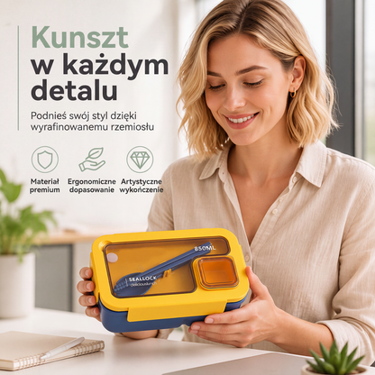 🍱 Lunchbox z przegródkami i miejscem na sztućce – do mikrofalówki, pracy, szkoły i podróży ✨