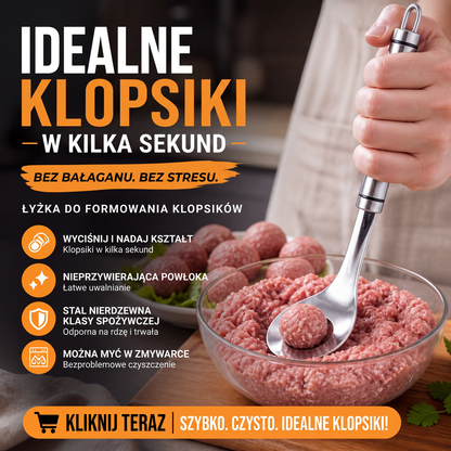 🥳 Łyżka do klopsików! Nieprzywierająca, służy do nabierania i odsączania – idealny prezent. Gotowanie bez bałaganu – zamów swoją już teraz! ✅