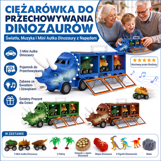 Interaktywna ciężarówka do transportu dinozaurów - zabawka