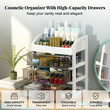 💄✨ Organizer na kosmetyki z przezroczystymi szufladami – modułowy i idealny do ustawiania jeden na drugim