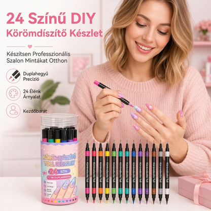 🎨💅Zestaw 24-kolorowych pisaków do zdobienia paznokci z dwoma końcówkami
