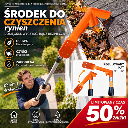 🏠🧹 Czyścik do rynien z długim uchwytem - bez drabiny, szybkie usuwanie liści i zabrudzeń 🍂