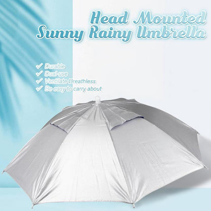 ☂️✨ Składany parasol na głowę 2w1 - dwuwarstwowy, bez użycia rąk