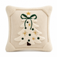 🎄✨ Świąteczna poszewka na poduszkę 45 × 45 cm - haftowane choinki i elegancka kokardka 🎀