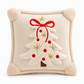 🎄✨ Świąteczna poszewka na poduszkę 45 × 45 cm - haftowane choinki i elegancka kokardka 🎀