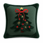 🎄✨ Świąteczna poszewka na poduszkę 45 × 45 cm - haftowane choinki i elegancka kokardka 🎀