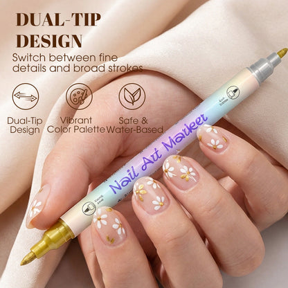 💅✨ Dwustronne markery do zdobienia paznokci - zestaw do precyzyjnego nail artu, 12/24 kolory