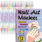 💅✨ Dwustronne markery do zdobienia paznokci - zestaw do precyzyjnego nail artu, 12/24 kolory