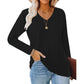 Top damski casualowy z dekoltem w serek i długim rękawem – PROMOCJA -50% 👚✨