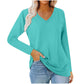 Top damski casualowy z dekoltem w serek i długim rękawem – PROMOCJA -50% 👚✨