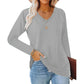 Top damski casualowy z dekoltem w serek i długim rękawem – PROMOCJA -50% 👚✨