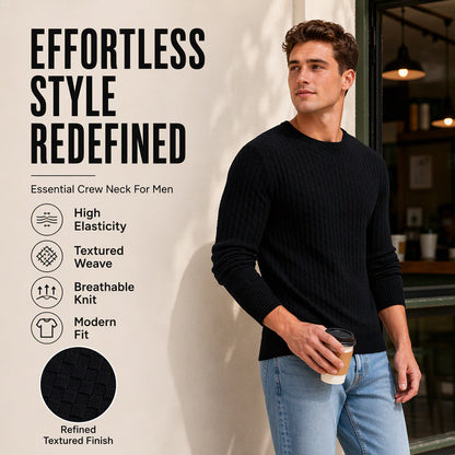 🔥 50% ZNIŻKI 🔥 Swobodny męski sweter z okrągłym dekoltem z dzianiny – miękki, ciepły i uniwersalny na jesień i zimę 🧥✨