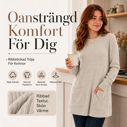 🧶 Przytulny damski top midi z dzianiny prążkowanej – miękki, wygodny, stylowy, na co dzień i na jesień ✨