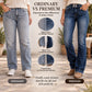 👖 Damsie dżinsy z wysokim stanem i podwójnymi guzikami – o kroju bootcut