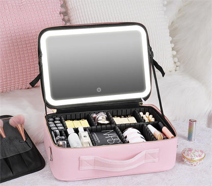 🎁Bezpłatna wysyłka - Podróżna kosmetyczka z podświetlanym lusterkiem LED