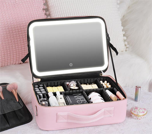 🎁Bezpłatna wysyłka - Podróżna kosmetyczka z podświetlanym lusterkiem LED