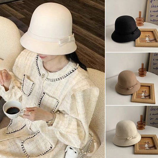 [Najlepszy prezent] Elegancki damski tweedowy kapelusz Cloche w stylu vintage 2.97