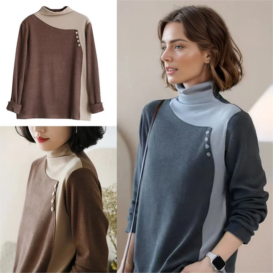 💃 [Najlepszy prezent dla niej] Moda Casual Button-Spliced Ciepły top 2.59
